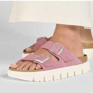 Birkenstock Pink Sandals with White Soles